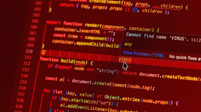 Virus,Note,On,Written,Computer,Code,In,Closeup,Shot,On